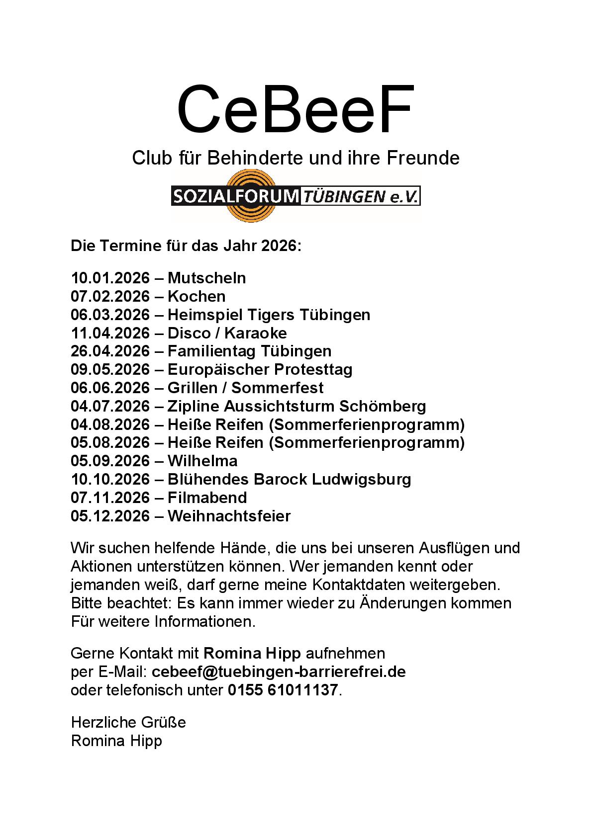 Jahresprogramm CeBeeF 2026