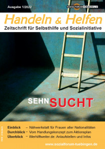 Leiter vor dunklem Hintergrund Schriftzug Sehnsucht